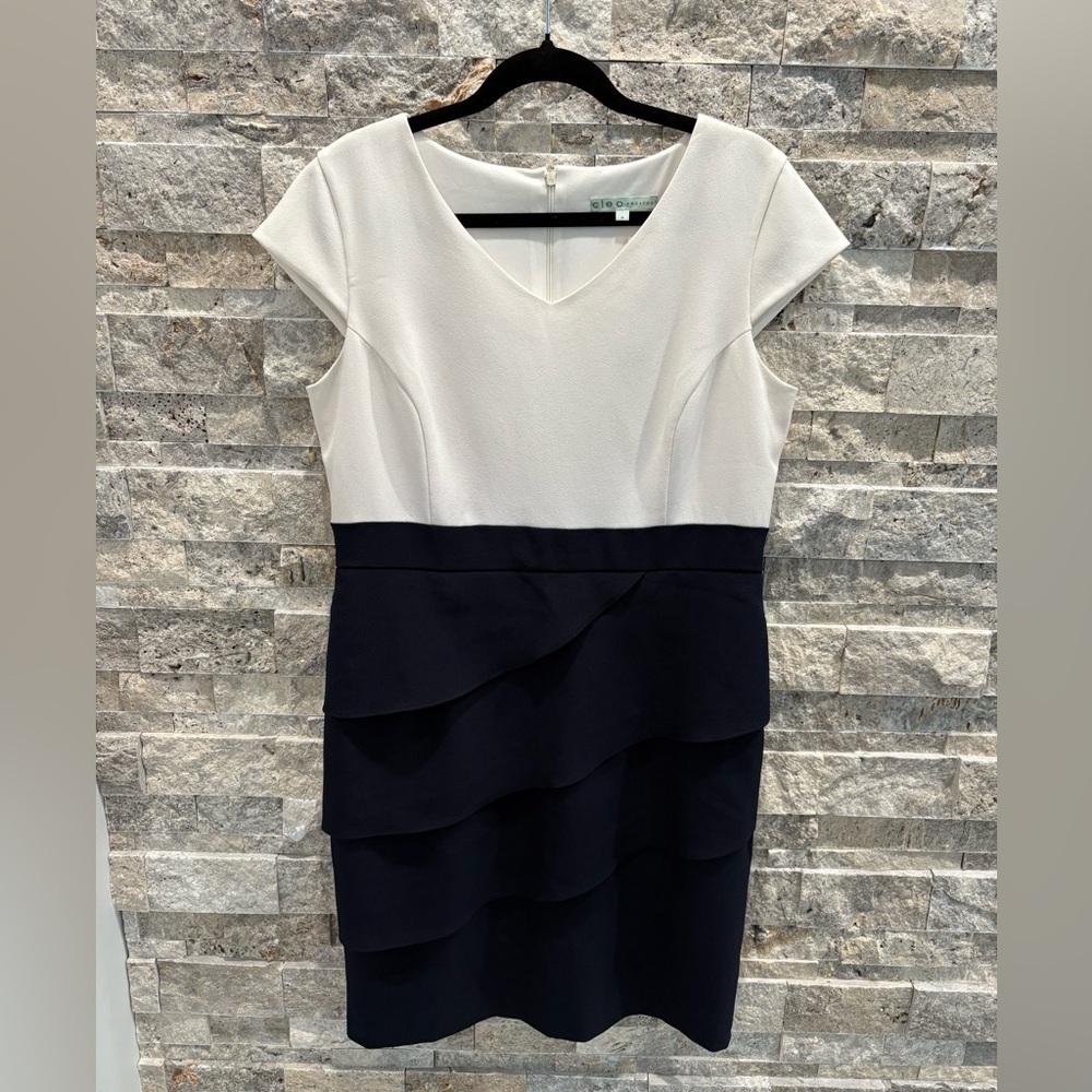 Cleo Petite Navy & White Elegant Dress Size 14P Plus Size